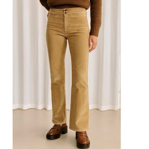 Y2K Express Gold Velvet Bootcut Pants Size 10 Boho Classic Heritage Preppy - Picture 4 of 10